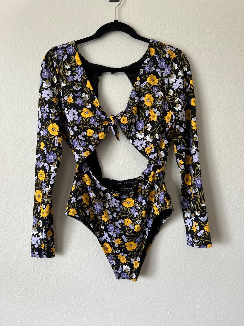 Tori Praver Swimwear Paige Floral Long Sleeve Cutout One Piece Swimsuit - Picture 7 of 8